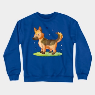 Hand Drawn Cartoon  German Sheperd Crewneck Sweatshirt